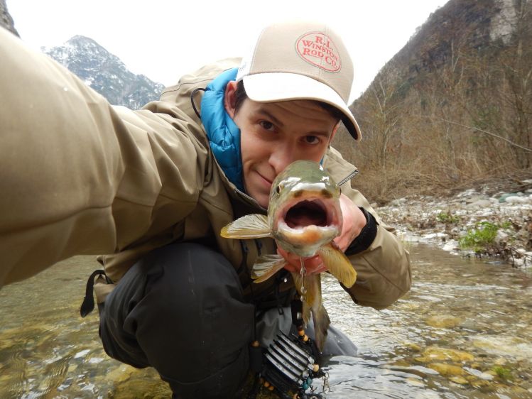 Selfie with marble trout