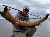 Mammoth tusk and Rok Lustrik that found it