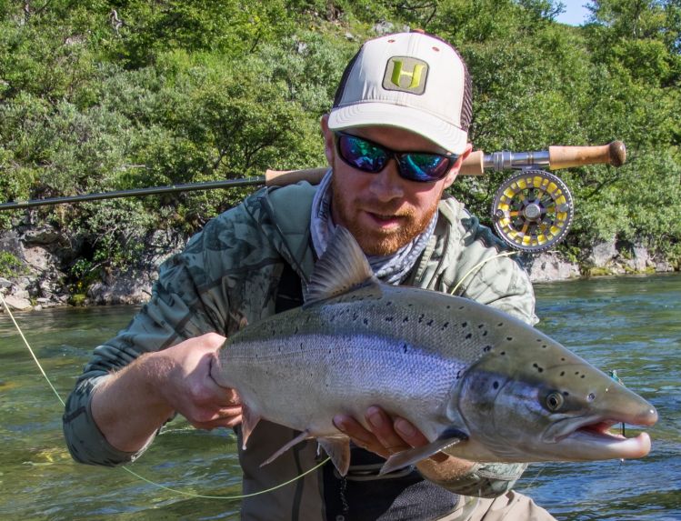 Hard fighting Atlantic salmon on light gear