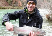 Rainbow Trout struck the lure while fishing for Euro Taimens