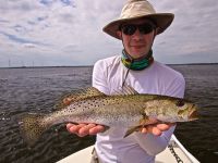 Edward's first time Saltwater Fly Fishing and a prize Trout