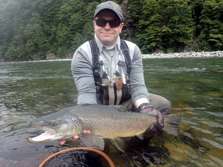 A big Brown trout and happy angler after a skilled presentation to an educated fish all went to plan!
